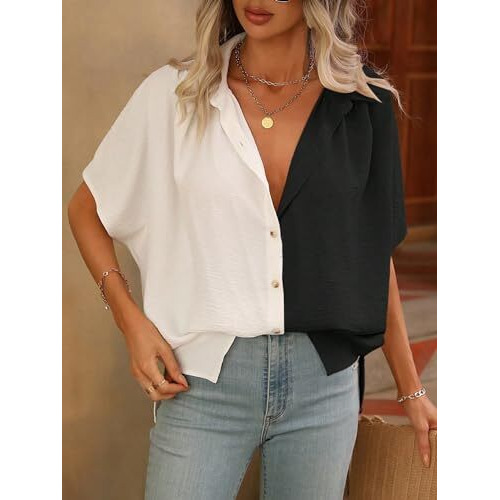 Dhruvi Trendz Women's Color Block Regular Fit Shirt (Dt-W1892_White S)