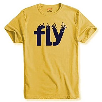 Adro Men's Printed Cotton T-Shirt | Regular Fit | Round Neck | Rnr-M-Fly-Ly-2Xl Light Yellow