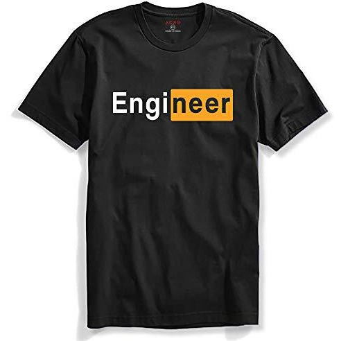 Adro Engineer Mens Cotton Printed T-Shirt (R21-M-Egn-Bl_Black_Xl)