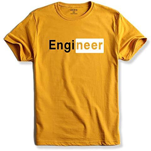 Adro Engineer Mens Cotton Printed T-Shirt (R21-M-Egn-Mu_Mustard_Xl)