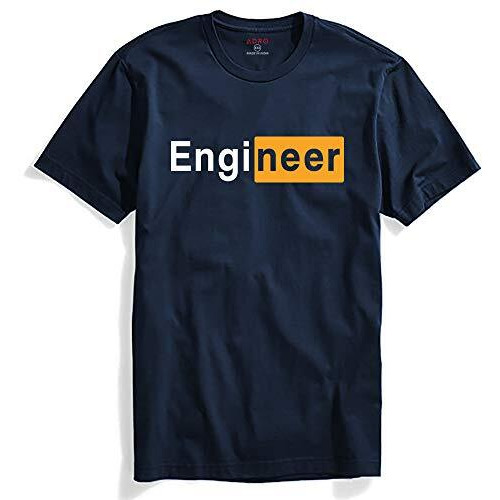 Adro Engineer Mens Cotton Printed T-Shirt (R21-M-Egn-Nb_Navy_L)