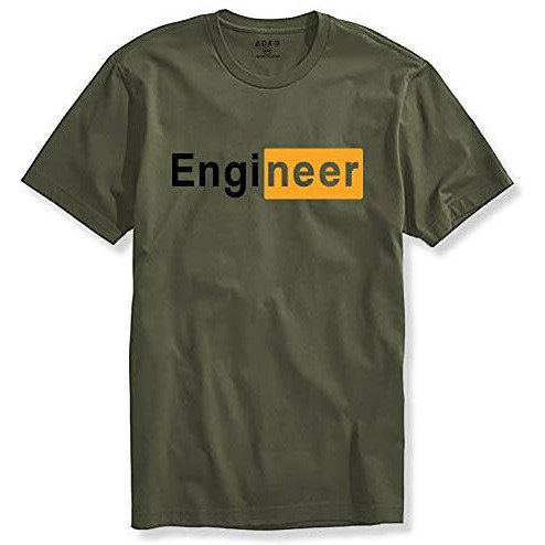 Adro Engineer Mens Cotton Printed T-Shirt (R21-M-Egn-Ol_Olive_2Xl)
