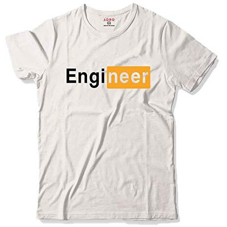 Adro Engineer Mens Cotton Printed T-Shirt (R21-M-Egn-Wh_White_2Xl)