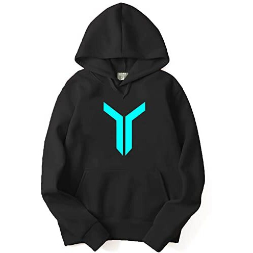 Adro Men's Cotton Neck Hooded Sweatshirt (H22-M-Lnn-Bl_Black_L)