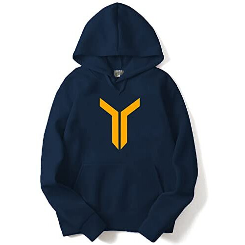 Adro Men's Cotton Neck Hooded Sweatshirt (H22-M-Lnn-Nb_Navy_2Xl)