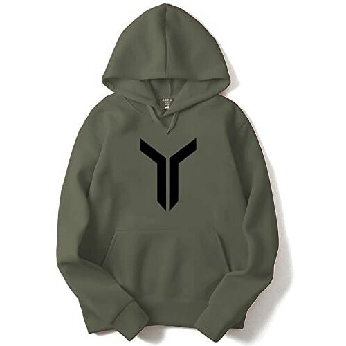 Adro Men's Cotton Neck Hooded Sweatshirt (H22-M-Lnn-Ol_Olive_Xl)