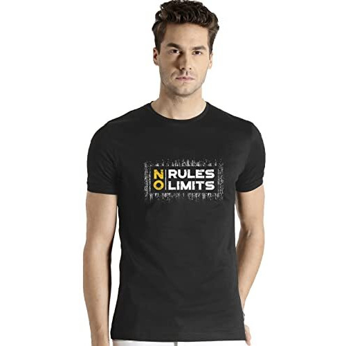 Adro No Rules No Limits Mens Printed T-Shirt (Rnr-M-Lim-Bl_Black_Xl)