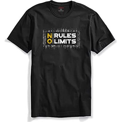Adro No Rules No Limits Mens Printed T-Shirt (Rnr-M-Lim-Bl_Black_L)