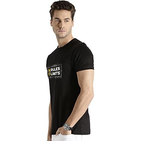 Adro No Rules No Limits Mens Printed T-Shirt (Rnr-M-Lim-Bl_Black_L)