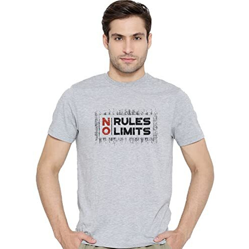 Adro No Rules No Limits Mens Printed T-Shirt (Rnr-M-Lim-Gr_Grey_2Xl)