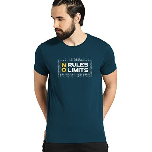 Adro No Rules No Limits Mens Printed T-Shirt (Rnr-M-Lim-Sb_Teal_Xl)