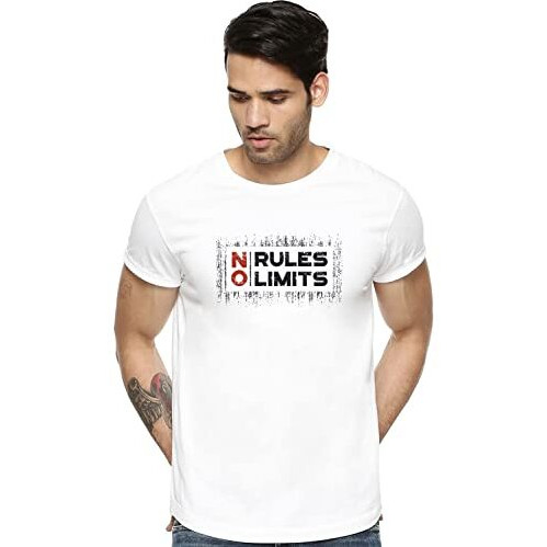 Adro No Rules No Limits Mens Printed T-Shirt (Rnr-M-Lim-Wh_White_Xl)