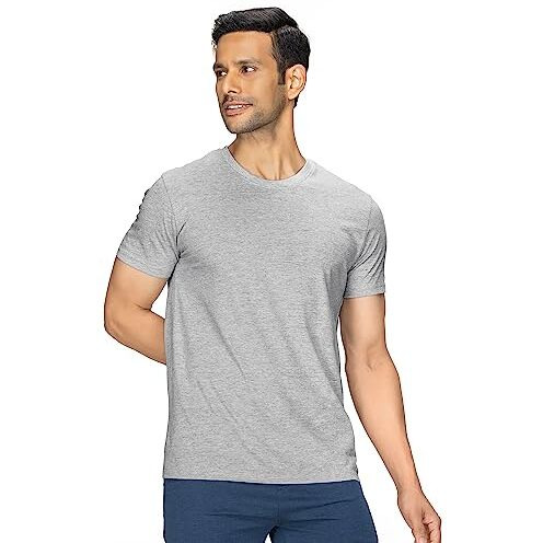 Xyxx Men's Cotton Solid Regular Fit T Shirt (Xy_Cr15_Tshirt_1_Heather Grey)
