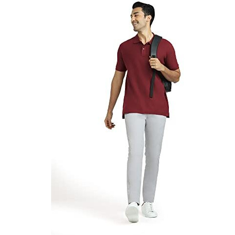 Xyxx Men's Cotton Solid Relaxed Fit T-Shirt (Xy_Cr14_Polo Tshirt_1_Bold Burgundy