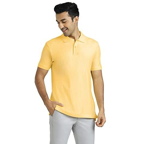 Xyxx Men's Cotton Solid Relaxed Fit T-Shirt (Xy_Cr14_Polo Tshirt_1_Butter Yellow