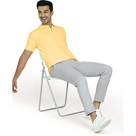 Xyxx Men's Cotton Solid Relaxed Fit T-Shirt (Xy_Cr14_Polo Tshirt_1_Butter Yellow