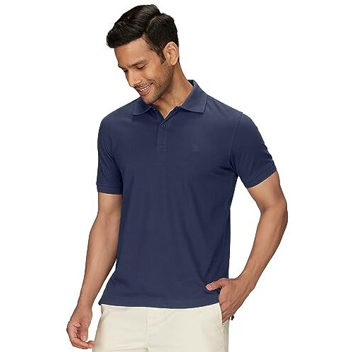 Xyxx Men's Cotton Solid Regular Fit Shirt (Xy_Cr14_Polo Tshirt_1_Dark Navy