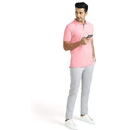 Xyxx Men's Cotton Solid Relaxed Fit T-Shirt (Xy_Cr14_Polo Tshirt_1_French Pink