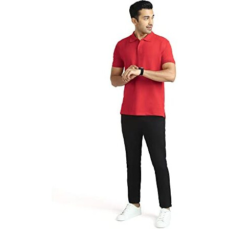Xyxx Men's Cotton Solid Relaxed Fit T-Shirt (Xy_Cr14_Polo Tshirt_1_Red