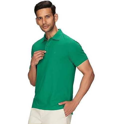 Xyxx Men's Cotton Solid Regular Fit Shirt (Xy_Cr14_Polo Tshirt_1_Sea Green