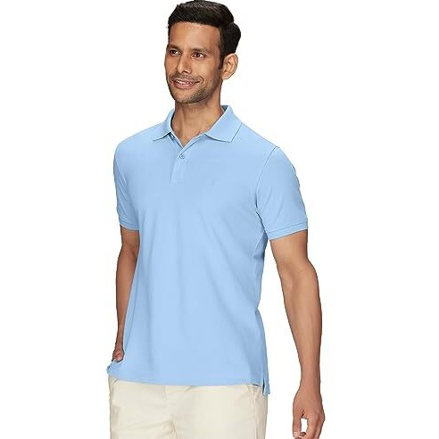 Xyxx Men's Cotton Solid Regular Fit Shirt (Xy_Cr14_Polo Tshirt_1_Sky Blue
