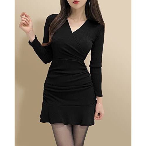 Eyebogler Womens Solid Fit & Flare Dress Black