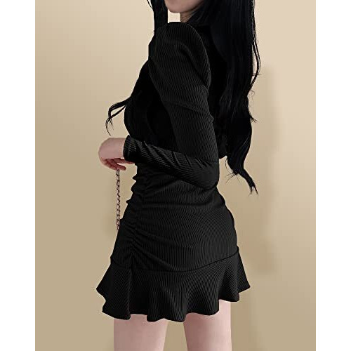 Eyebogler Womens Solid Fit & Flare Dress Black