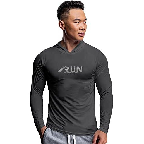 Eyebogler Mens Dry Fit Hooded Neck Full Sleeve Casual Tshirt