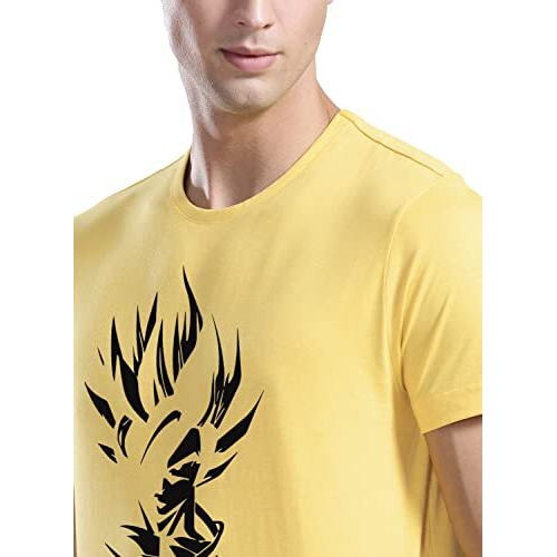 Adro Anime Printed Mens T-Shirts (Rnr-M-Gok-Ly_Light Yellow_S)