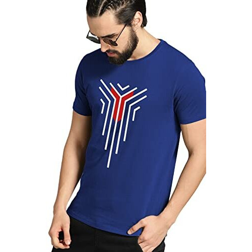 Adro Graphic Design Mens Cotton Printed T-Shirts (R22-M-Lnl-Rb_Royal Blue_Xl)