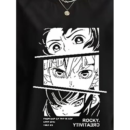 Kotty Women's Printed, Typography Round Neck Cotton Blend T-Shirt(Black,L)