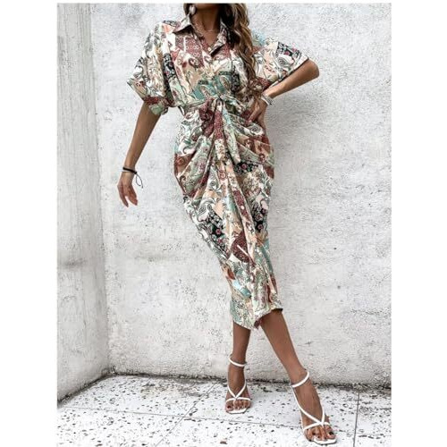 Kotty Women's Bodycon Extended Sleeves Dress(Multicoloured,L)