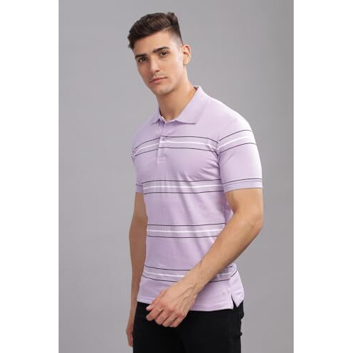 Adro Polo T-Shirt For Men| Printed Polo T-Shirt | Cotton Polo T Shirt Also In Plus Size|Pnop24-L1-Pugrwh-L Lavender