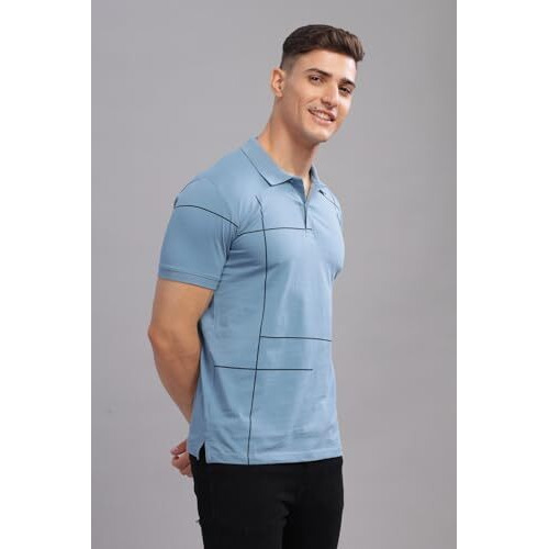 Adro Men's Solid Regular Fit Polo Shirt (Pnop24-L1-Sksbbl_Shadow Blue
