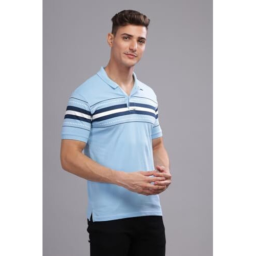 Adro Men's Solid Regular Fit Polo Shirt (Pnop24-L1-Sknbwh_Sky Blue