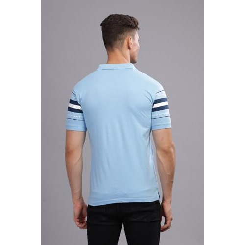 Adro Men's Solid Regular Fit Polo Shirt (Pnop24-L1-Sknbwh_Sky Blue