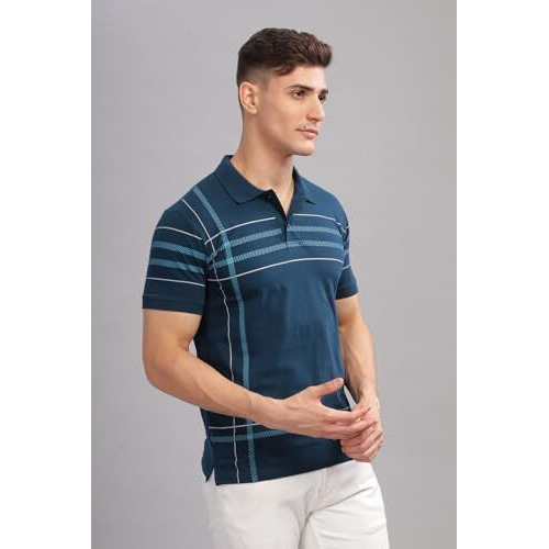 Adro Men's Solid Regular Fit Polo Shirt (Pnop24-L1-Sbwhsb_Teal