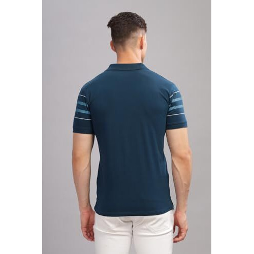Adro Men's Solid Regular Fit Polo Shirt (Pnop24-L1-Sbwhsb_Teal