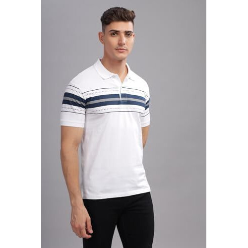 Adro Regular Fit Polo T-Shirt For Men| Printed Polo T-Shirt | Cotton Polo T Shirt Also In Plus Size|Pnop24-L1-Whnbgr-S White