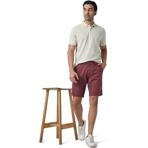 Xyxx Men Twill Cotton Chinos Shorts, Regular Fit, Solid, Pack Of 1, Cb1Sht08_30, Brick Red, 30