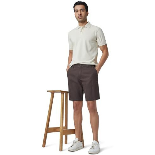 Xyxx Men Twill Cotton Chinos Shorts, Regular Fit, Solid, Pack Of 1, Cb1Sht06_34, Malt Brown, 34