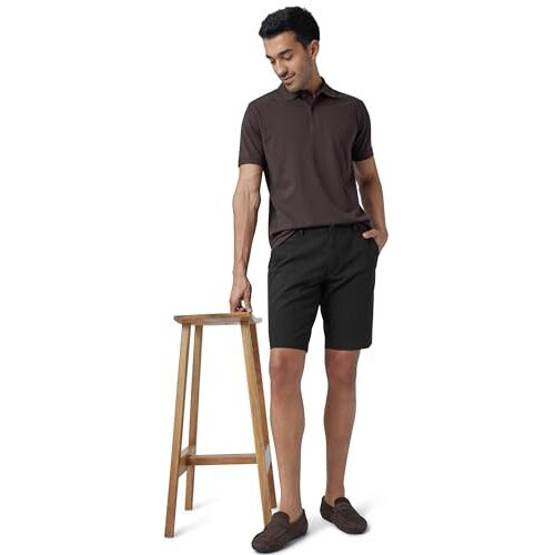Xyxx Men Twill Cotton Chinos Shorts, Regular Fit, Solid, Pack Of 1, Cb1Sht05_36, Pitch Black, 36