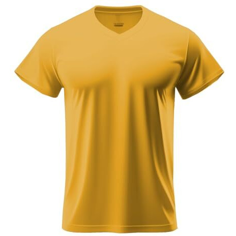 Adro Mens V Neck T-Shirt|100% Combed Cotton T-Shirt|V-Neck Half Sleeve T-Shirt|Vn24-M-Pln-Mu-L Mustard
