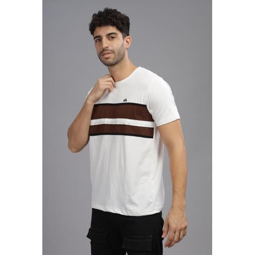 Adro Tshirt For Menmulti Color T-Shirt For Mencotton T-Shirtmens Tshirtrn8-24-Whbr-L