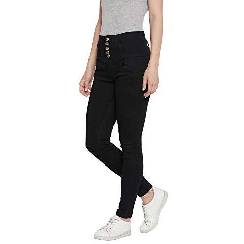 Nifty Women's Denim Stretchable High Waist Jeans (1236, Black, 28)
