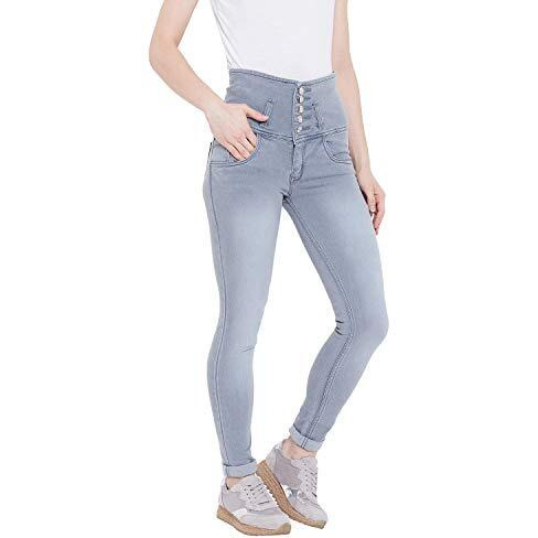 Nifty Women's Denim Stretchable High Waist Jeans (1236, Grey, 34)