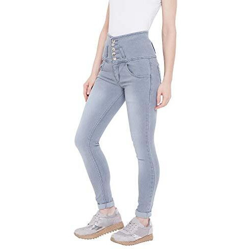 Nifty Women's Denim Stretchable High Waist Jeans (1236, Grey, 34)