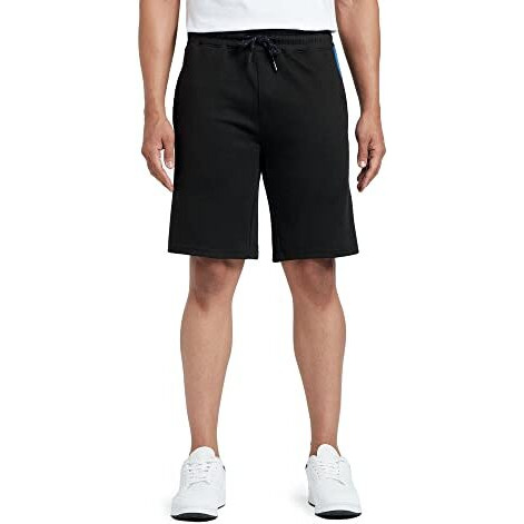 Xyxx Athleisure Men's Cotton Shorts | Super Soft, Knee Length Comfortable Everyday Wear | Relaxed Fit Solid Code Shorts With Zipper Pocket | Pack Of 1 (Black, Small)