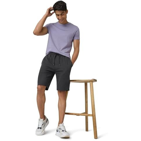 Xyxx Men Cotton Rich Shorts, Regular Fit, Solid, Pack Of 1, Xysht11S, Graphite Grey, S