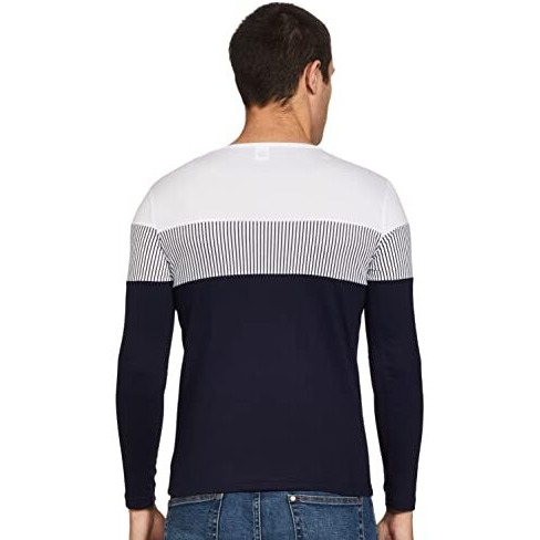 Eyebogler Regular Men's Cotton Navy Blue-White Designer T-Shirt (Xxl-Eb1T67-Nbwh_Xx-Large)